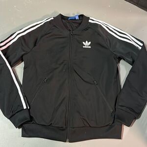 Size Small Adidas classic Black + White Full Zip Jacket
